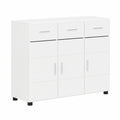 Credenza Florin bianco lucido, 88,5 × 30,5 × 73 cm, in legno opaco, con 3 ripiani e 2 ante, moderno
