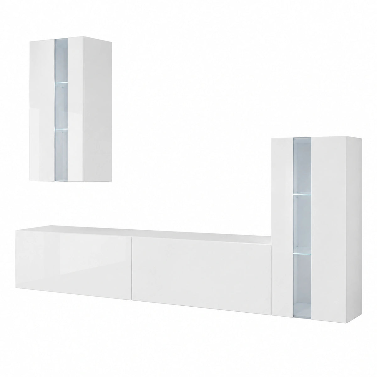 Furnitech C47 Future, Parete attrezzata, Soggiorno moderno, set mobile TV, Base porta TV (Led blu