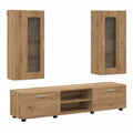 Florin Artisan - set di mobili per TV con cassetti, in legno di quercia artigianale, rettangolare, opaco, per soggiorno