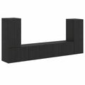 Mobile TV 4 pcs Nero Legno multistrato Moderno TV Stand con porte USB, Scaffali regolabili, Mobiletto salotto con vani portaoggetti, Tavolino
