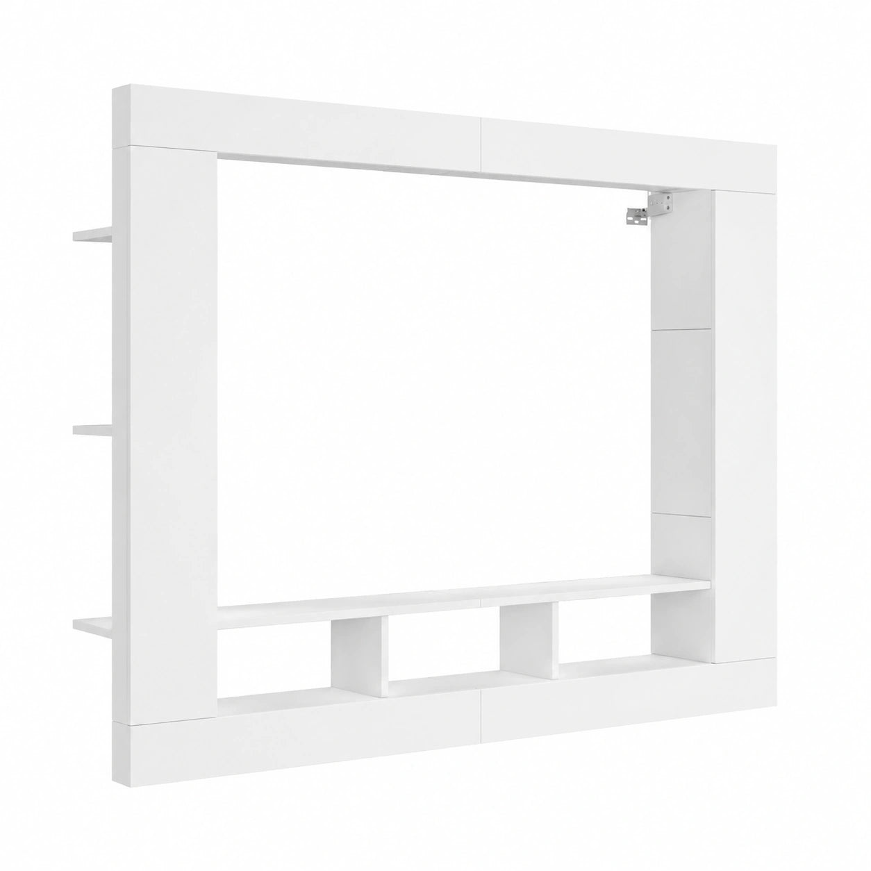 Mobile TV, mensola a parete per mobile TV, supporto per TV moderno, con scomparti aperti e ripiani laterali in legno di ingegneria bianco 152 × 22 ×