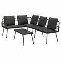VidaXL - set di 2 divani da esterno in acciaio nero, Tessuto resistente alle intemperie, moderno patio giardino, confortevole capacità 5 persone