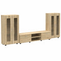Florin - set di mobili per TV con cassetti, in legno di rovere Sonoma, moderno con linee pulite e superficie opaca, spaziosi scomparti per soggiorno