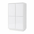 Madia Verticale con 4 Sportelli Credenza Contenitore Collezione Ice per Soggiorno Cucina Ingresso Sala da Pranzo Bianco Laccato Lucido