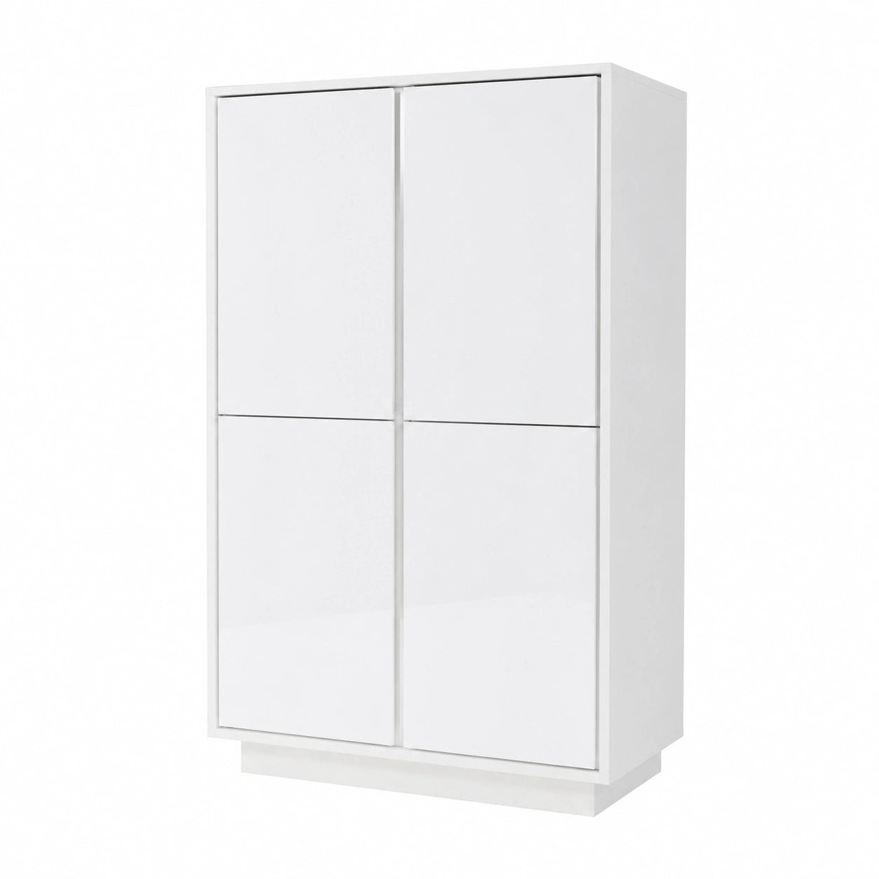 Madia Verticale con 4 Sportelli Credenza Contenitore Collezione Ice per Soggiorno Cucina Ingresso Sala da Pranzo Bianco Laccato Lucido