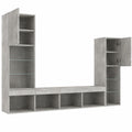 Gecheer Mobili TV a Muro con LED 4pz Grigio Cemento Legno Multistrato, Mobile TV Moderno, Porta TV per Soggiorno, set Mobile TV Pensile, Parete