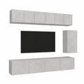 Homgoday set di Mobili Porta TV 6 pz Grigio Cemento in Legno Multistrato, Mobile Porta TV Mobiletto Basso per TV per Tavolino da Salotto Industriale