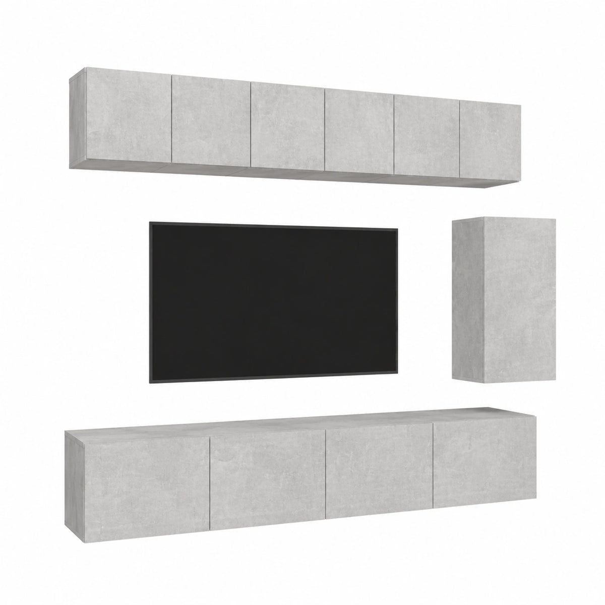Homgoday set di Mobili Porta TV 6 pz Grigio Cemento in Legno Multistrato, Mobile Porta TV Mobiletto Basso per TV per Tavolino da Salotto Industriale
