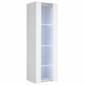 Vetrina Pensile Luke V5, LED, Melamina, Finitura Lucida, Bianco, 40 × 165 × 29cm