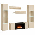 Mobile Porta TV Pensili Vetrine LED Mensole Moderno Living Arredo Salotto Contemporaneo Libreria Contenitore Apertura Push Pull 260 × 170 × 40 cm