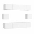 Mobile TV 6 pz Bianco in Truciolato, Mobile Porta TV, Mobiletto Basso per TV Tavolino Salotto Supporto TV per Soggiorno Industriale