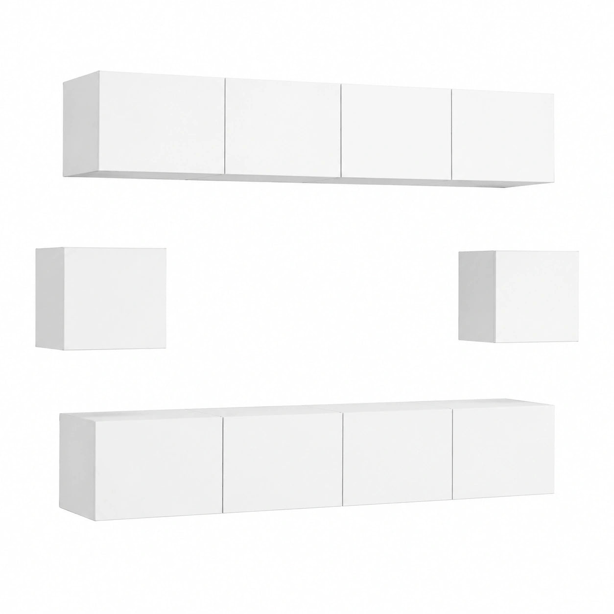 Mobile TV 6 pz Bianco in Truciolato, Mobile Porta TV, Mobiletto Basso per TV Tavolino Salotto Supporto TV per Soggiorno Industriale