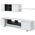 Mobile da soggiorno porta TV, Composizione set salotto, set salotto con pensile, 200 × 41h46 cm, Bianco lucido