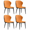 Sedie Moderno Lounge Sedie da Pranzo set di 4 Sedile Imbottito Morbido in Pelle PU Impermeabile per Soggiorno Camera da Letto Cucina (Color: Orange)
