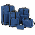 Rantry set Valigie da Viaggio 5 pz Blu in Tessuto, Arredo Mobili da Interni per Camera da Letto Soggiorno Ufficio