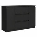 Cassettiera 120 cm, 3 Cassetti 2 Ante, Nero, Credenza Soggiorno 120 × 78,5 × 39 cm, Moderna Como