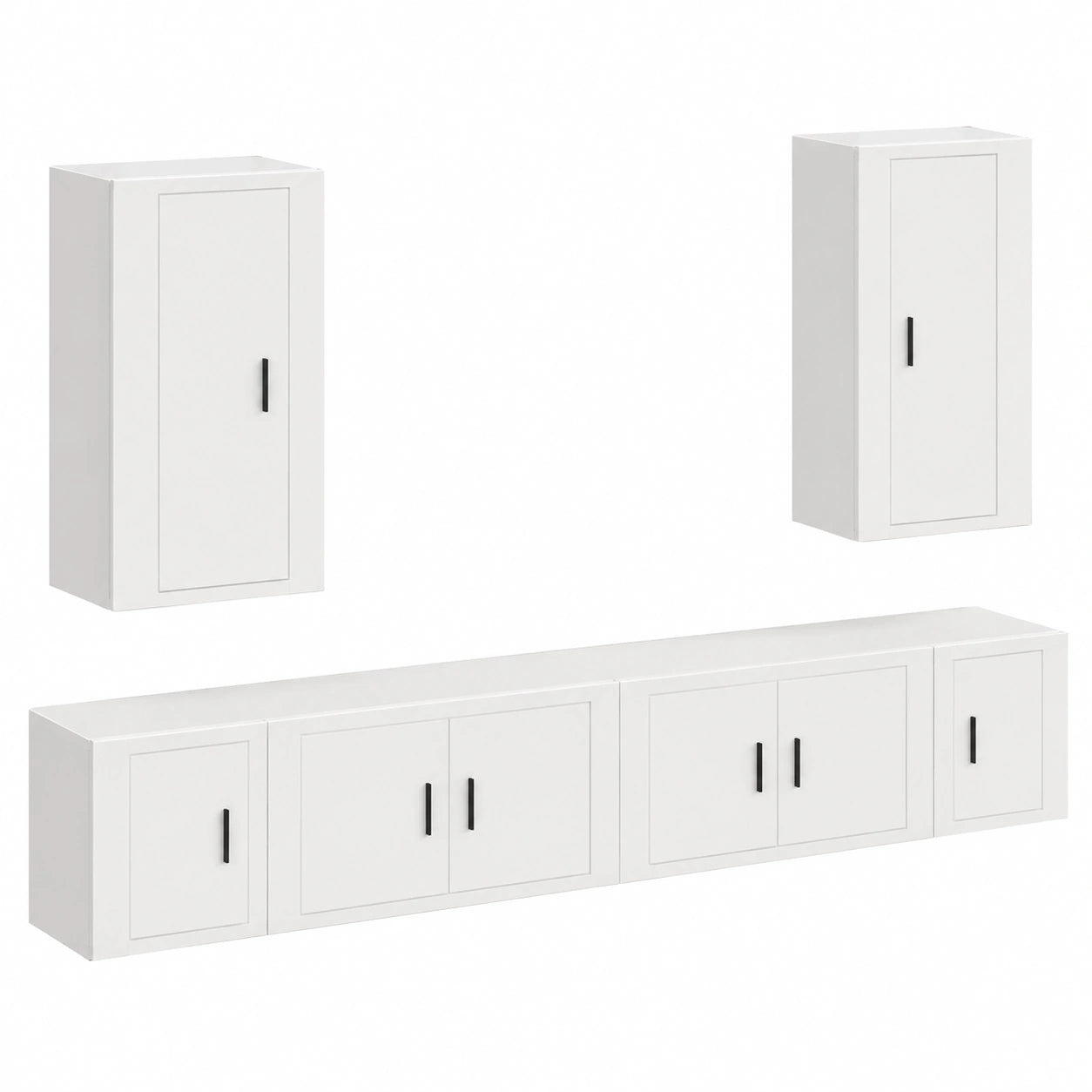 Homgoday set di Mobili Porta TV 6 pz Bianco in Legno Multistrato, Mobile Porta TV, Mobiletto Basso TV Tavolino Salotto Supporto TV per Soggiorno