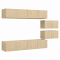 Homgoday set Mobili TV 6 pz Rovere Sonoma in Truciolato, Mobile Porta TV, Mobiletto Basso TV Tavolino Salotto Supporto TV per Soggiorno