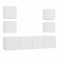 Set di Mobili Porta TV 6 pz Bianco in Legno Multistrato, set di Mobili Porta TV, Parete Attrezzata da Soggiorno, Mobile Porta TV Moderno(SPU: 3114254)
