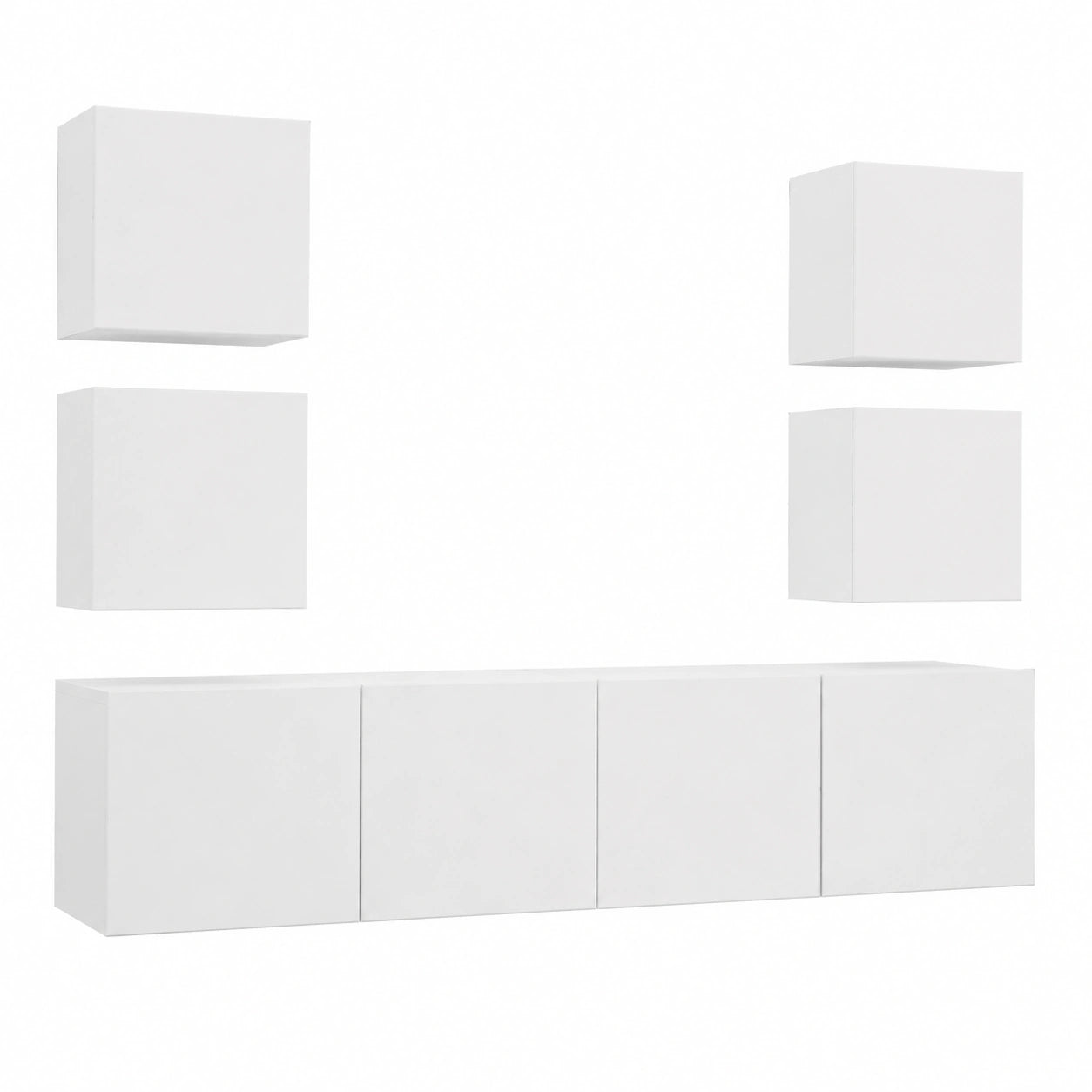 Set di Mobili Porta TV 6 pz Bianco in Legno Multistrato, set di Mobili Porta TV, Parete Attrezzata da Soggiorno, Mobile Porta TV Moderno(SPU: 3114254)