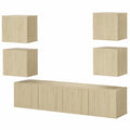 Mobile Porta TV 6 pz Rovere Sonoma in Truciolato, set Mobile TV, set Mobile TV Soggiorno, Mobile TV Soggiorno Moderno