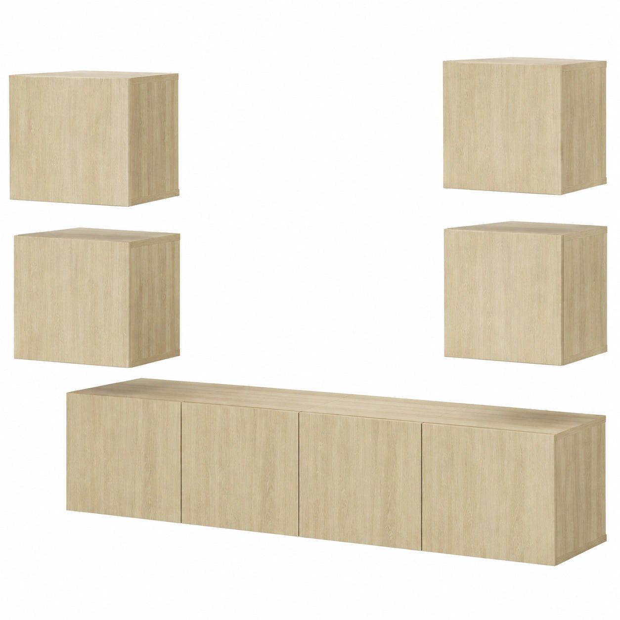 Mobile Porta TV 6 pz Rovere Sonoma in Truciolato, set Mobile TV, set Mobile TV Soggiorno, Mobile TV Soggiorno Moderno