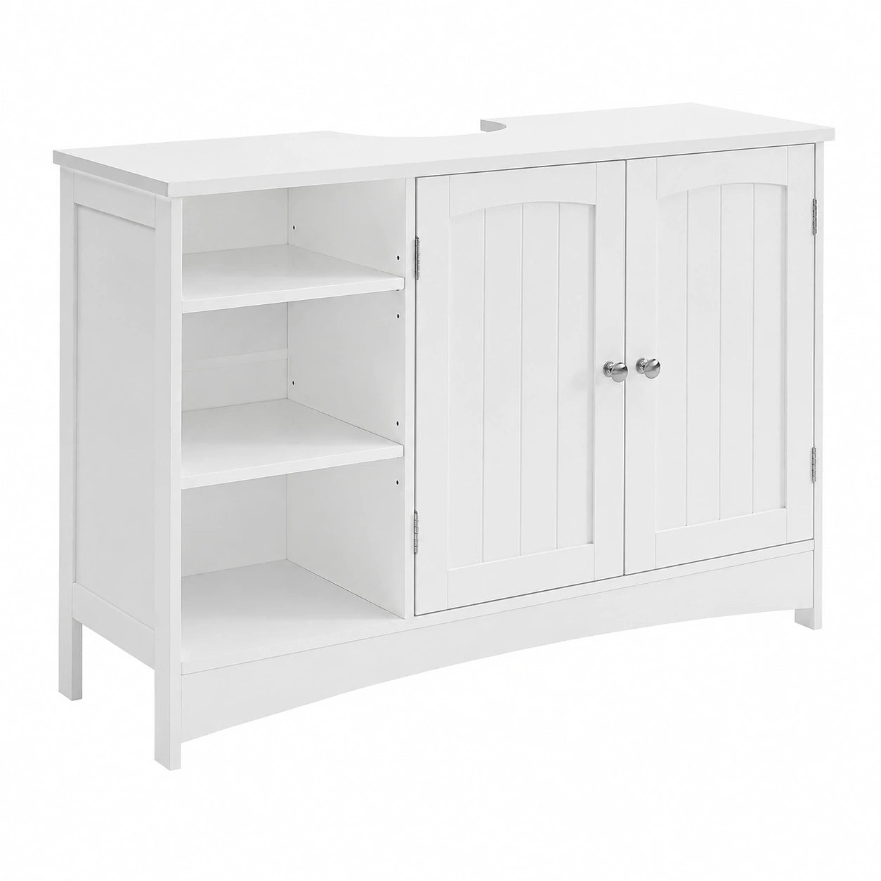 Mobile Sottolavabo, Mobiletto da Bagno, Extra Lungo, 30 × 90 × 60 cm, Armadietto da Bagno con Anta Doppia e Scaffale Aperto