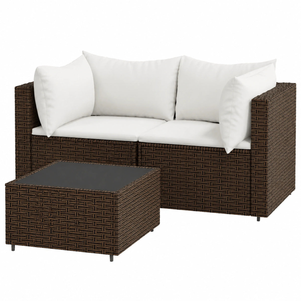 Air lounge, poltrone gonfiabili da esterno, set Mobili da Giardino 3 pz con Cuscini in Polyrattan MarroneAdatto per giardino, patio, soggiorno