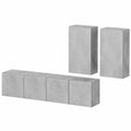 Homgoday set Mobili TV 4 pz Grigio Cemento in Truciolato, Mobile Porta TV, Mobiletto Basso TV Tavolino Salotto Supporto TV per Soggiorno