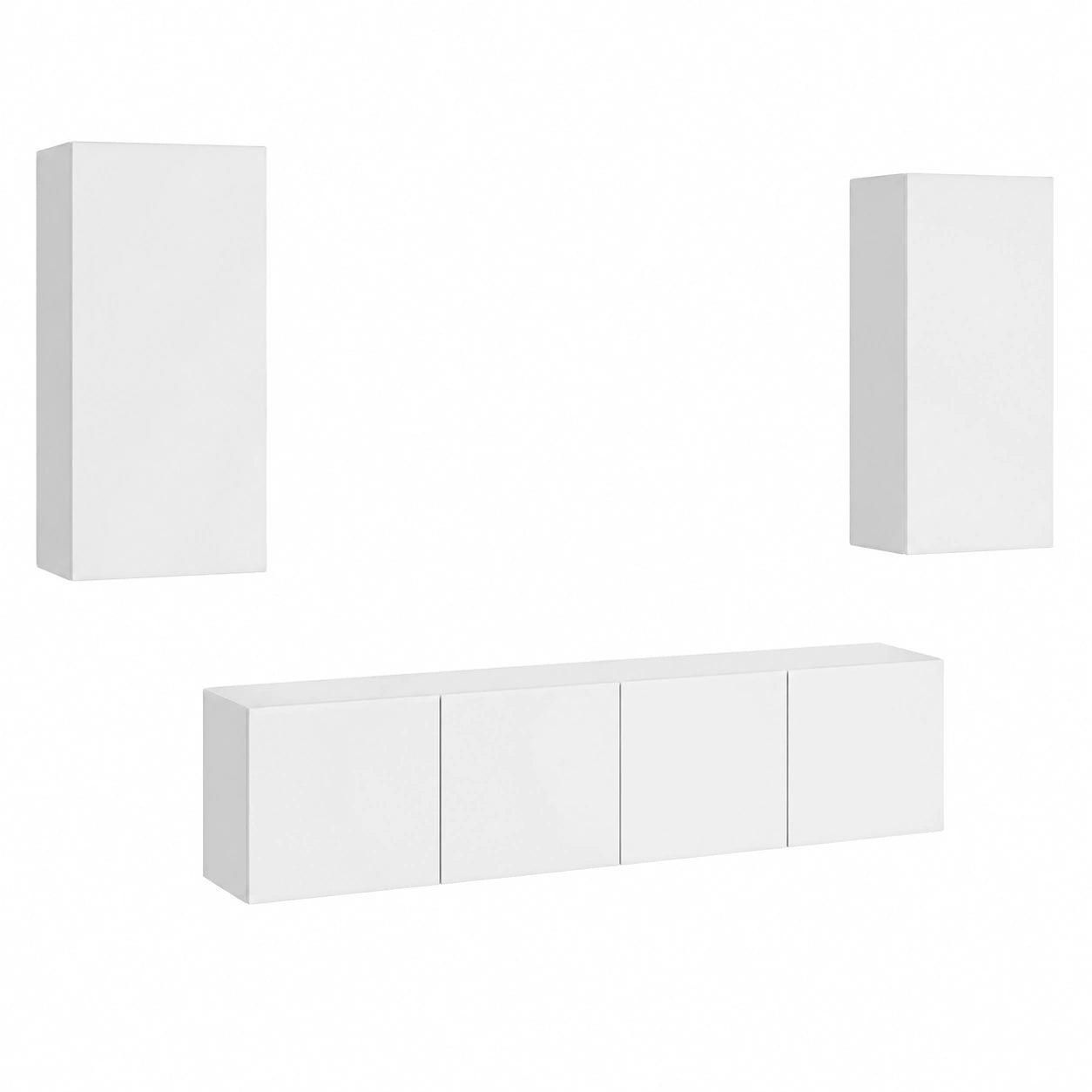 Homgoday set Mobili Porta TV 4 pz Bianco in Legno Multistrato, Mobile Porta TV, Mobiletto Basso per TV Tavolino da Salotto Supporto TV per Soggiorno
