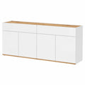 Credenza e Buffet GARDA per Soggiorno con 2 Cassetti e 4 Ante, Madia per Salotto, Cucina e Sala da Pranzo in Legno, 160,1 × 35 × 70 cm, Bianco Lucido