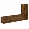 Mobile TV 3 pezzi Rovere fumé Legno multistrato Mobiletto TV a parete Armadietto multimediale con 3 ante Scaffali contenitore moderno per soggiorno