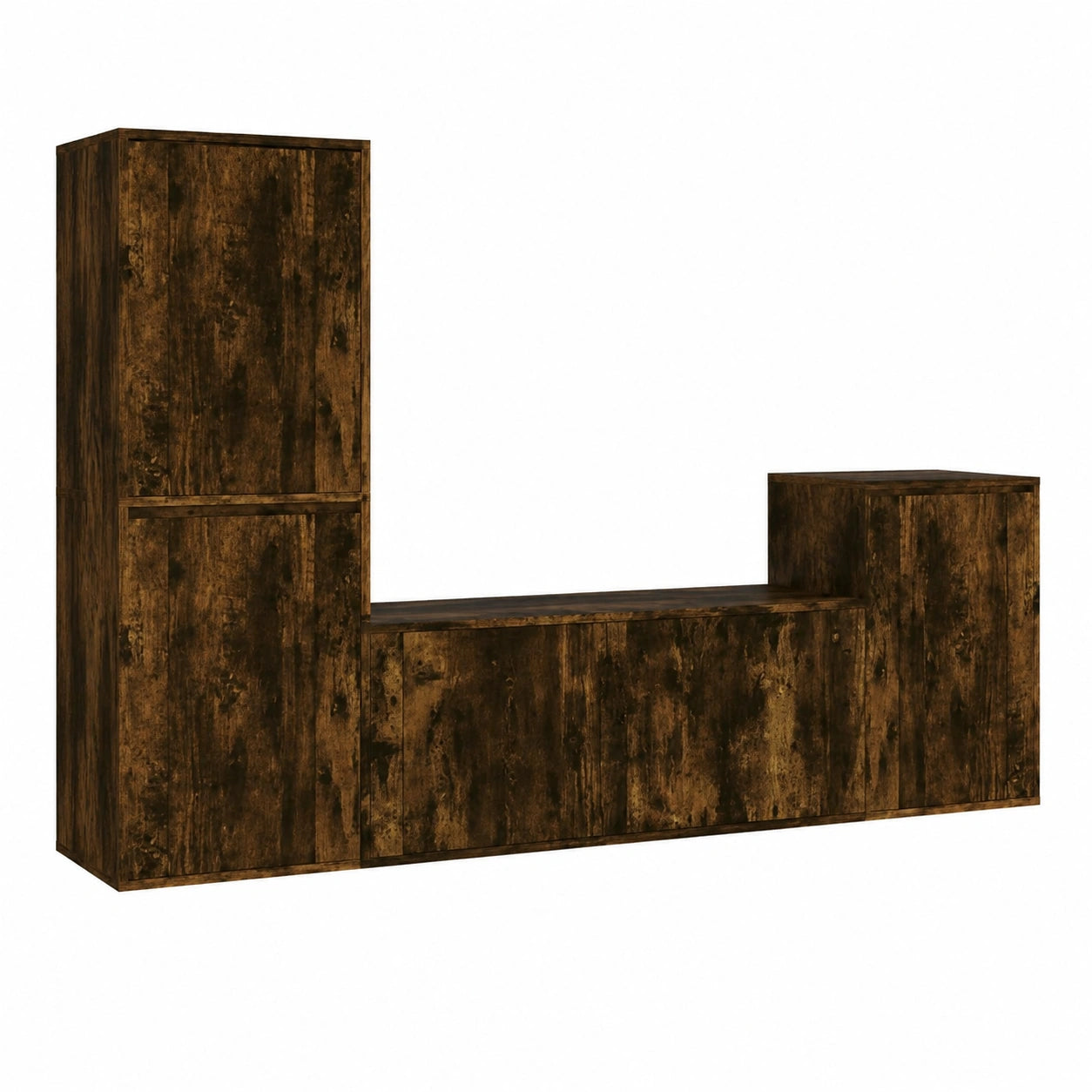Homgoday set di Mobili Porta TV 4 pz Rovere Fumo in Legno Multistrato, Mobile TV Soggiorno, Mobiletto Basso per TV Tavolino Salotto Supporto TV
