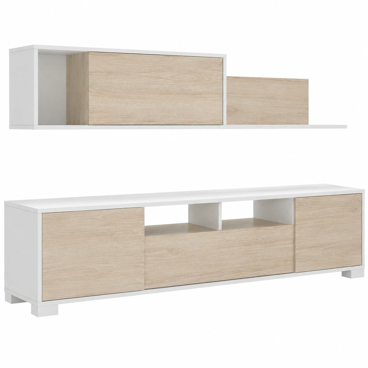 Dmora Parete Attrezzata Gruf 41 × 200 × 180h cm Marrone Rovere 6 Ripiani Modulabile, Apertura Battente e a Ribalta